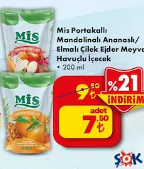 MİS MEYVE SUYU ÇEŞİTLERİ 200 ML fiyat ve kampanya bilgisi
